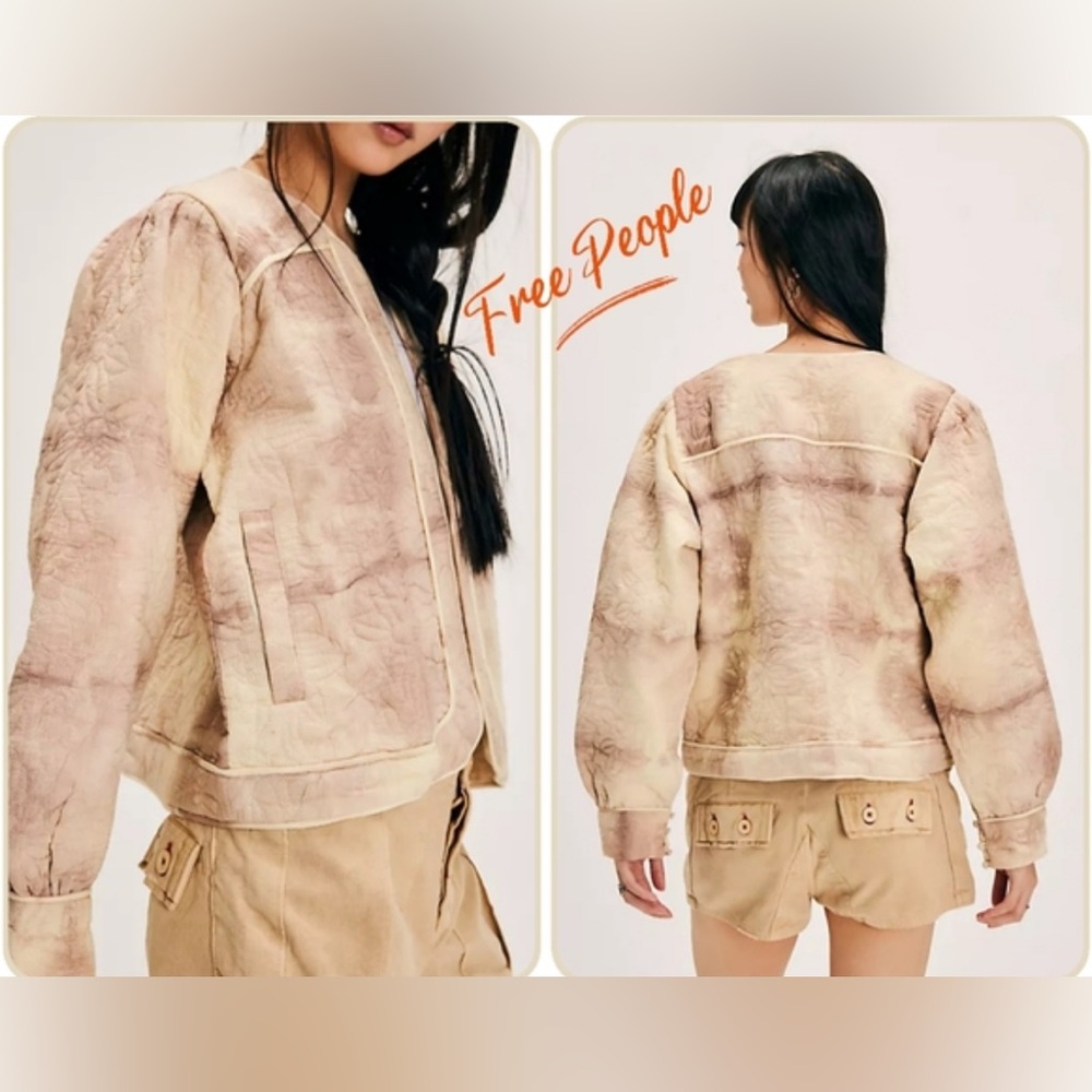 Free People x llane cropped quilted bomber jacket